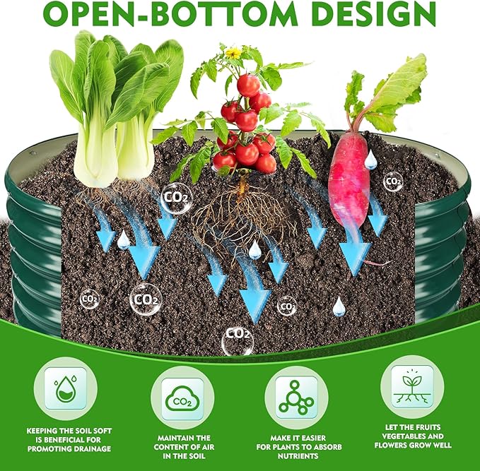 17" Tall Outdoor Garden Raised Garden Bed Kits, 4ft X 2ft Oval,0.8MM Thick Metal Raised Planter Bed/Ground Planter Box for Variety of Flowers,Herbs,Vegetables (Dark Green, 48X24X16.5 Inches)