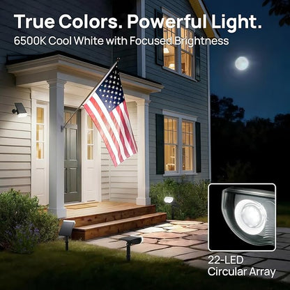 Consciot Solar Lights Outdoor Waterproof IP67, 3 Lighting Modes Solar Spot Lights Outdoor, Auto On/Off, 2-in-1 Solar Landscape Light for Yard Garden Landscape Pathway, Cool White 6500K, 2 Pack