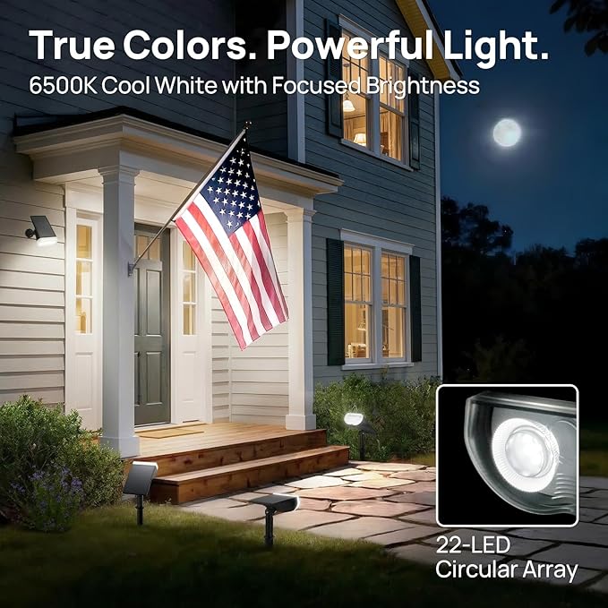Consciot Solar Lights Outdoor Waterproof IP67, 3 Lighting Modes Solar Spot Lights Outdoor, Auto On/Off, 2-in-1 Solar Landscape Light for Yard Garden Landscape Pathway, Cool White 6500K, 6 Pack