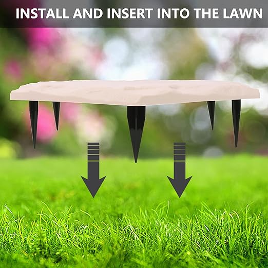 4Pcs Large Stepping Stones Outdoor Garden Walkway, Durable Plastic Pavers for Patio, Pathway, and Landscaping, Weatherproof Stepping Stones with Ground Stakes for Easy Installation