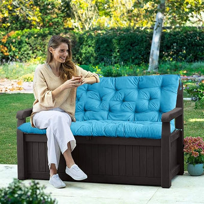 Swing Replacement Seat Cushions, 2-3 Seater Bench Cushions for Outdoor Furnitur with Backrest, Garden Recliner Seat Cushions Waterproof Sofa Pads (Sky Blue, 71x40in)