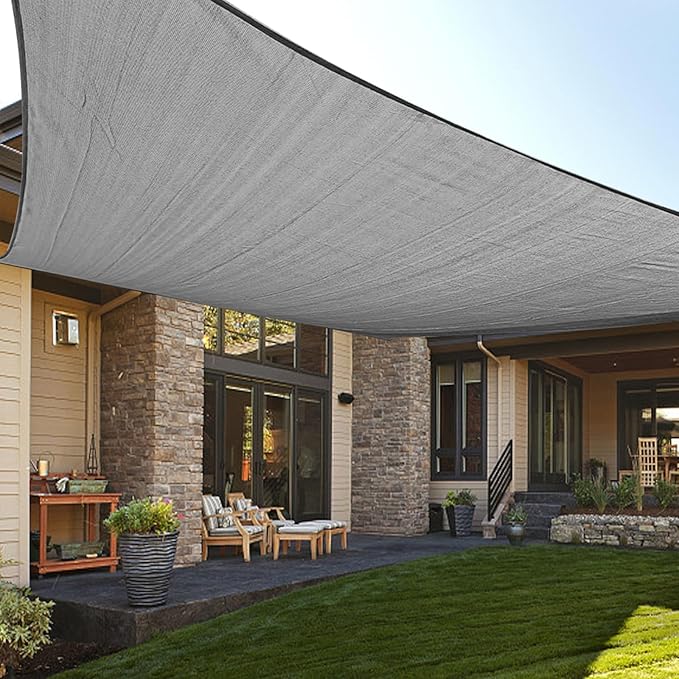 LOVE STORY 10' x 10' Silver Grey Sun Shade Sail Rectangle UV Block Shade Canopy Sunshade for Patio Garden Backyard (We Make Custom Size)