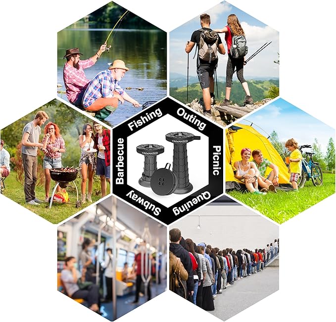 2026 Upgraded Taller 52cm Collapsible Stool with Cushion,Portable Seat,Telescoping Stools,Adujstable Camping Folding Chair for Adults,Maximum Loading 550Ib for Garden Travel Fishing BBQ