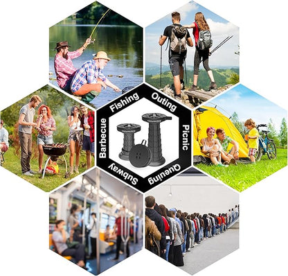 2026 Upgraded Taller 52cm Collapsible Stool with Cushion,Portable Seat,Telescoping Stools,Adujstable Camping Folding Chair for Adults,Maximum Loading 550Ib for Garden Travel Fishing BBQ