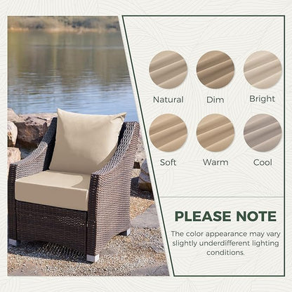 Outdoor Cushions for Patio Furniture, Outdoor Seat Cushion Set 24 x 24 x 4 Inch, Waterproof & Fade Resistant Outdoor Chair Cushions, Deep Seat Patio Cushion with Removable Cover, Beige
