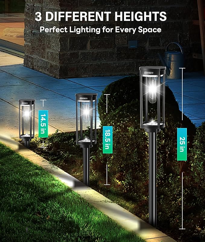 COXSENI Solar Path Lights Outdoor 8 Pack, Bright Solar Pathway Lights Outside Waterproof, Solar Powered Landscape Lights for Walkway Driveway Lawn Patio Sidewalk Garden Yard, Cool White