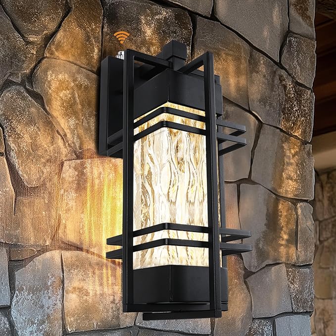 WIHTU Dusk to Dawn Outdoor Front Porch Light Fixtures Wall Mount, Waterproof Wall Sconce Lights(1 Pack), Sensor Exterior Lighting Fixtures for House, Outside Lantern Lamp for Garage, Doorway