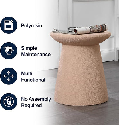 JONATHAN Y TBL1108B Hollie 18" Minimalist Modern Drum Indoor/Outdoor Accent Table Pedestal, Contemporary, Mid-Century, Art Deco, Bohemian, Patio, Garden Room, Bathroom, Living Room, Pink Frosted