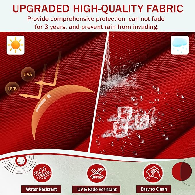 2/3 Seater Swing Replacement Cushion, Waterproof Porch Swing Cushions with Backrest, Thickened Bench Cushions for Outdoor Furniture, for Outdoor Patio Swing (Red, 55 * 40in)