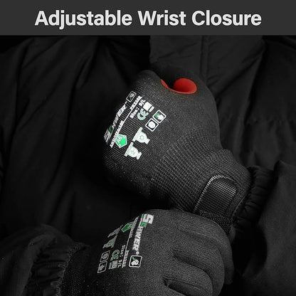 Schwer FreezeGuard Winter Work Gloves for Men and Women, ANSI A6 Cut Resistant Gloves With Super Grip, Freezer Glove for Work, Touchscreen, Thermal Insulated, PR3388, Black Knight (L, 2 Pairs)
