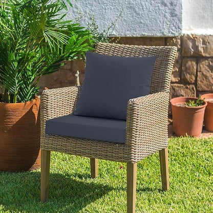 24x24 Inch Outdoor Cushions for Patio Furniture, Waterproof Outdoor Chair Cushions w/Fade-Resistant, Removable & Machine-Washable Covers, Deep Seat Sofa/Couch Pads Replacement, Dark Grey