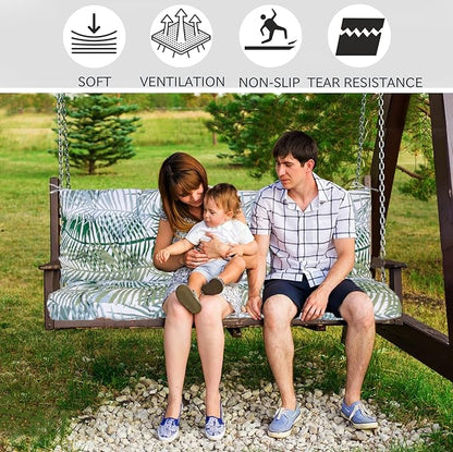 Replacement Cushions for Swing, Swing Cushions 3 Seater Replacement, Waterproof Thicken Washable Pad Cushion for Outdoor Indoor Furniture Swing Patio (Bamboo Leaf, 40x71 inch)
