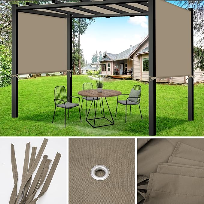 Universal Canopy Cover Replacement for 17x6.8 Ft Outdoor Pergola Structure, Garden Pergola Shade for Gazebo Patio Porch Balcony, Outdoor Waterproof Pergola Canopy Top(Cover Only) (Khaki)