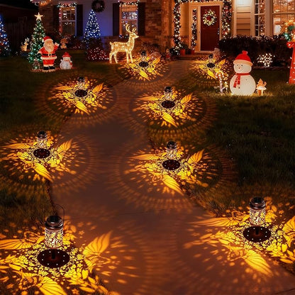 Cooo 6 Pack Solar Lanterns Outdoor Waterproof & Solar Pathway Lights - Gold Hummingbird Landscape Path Lights Christmas Lights Gifts for Women Mom Grandma for Garden Yard Patio Backyard Porch Decor