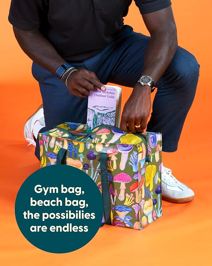 Blue Q Reusable Shoulder Tote Bag – Carry Everywhere Bag with a Hefty Zipper, Durable, Fun Design, 95% Recycled Material