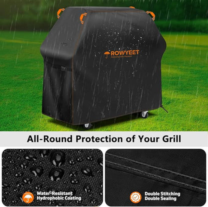 Grill Cover for Outdoor Grill, Universal Fit Oxford Waterproof BBQ Cover for Outside, Anti-UV Barbecue Gas Cover with Adjustable Hem for Weber, Nexgrill, Expert Grill and More (59" - 67")