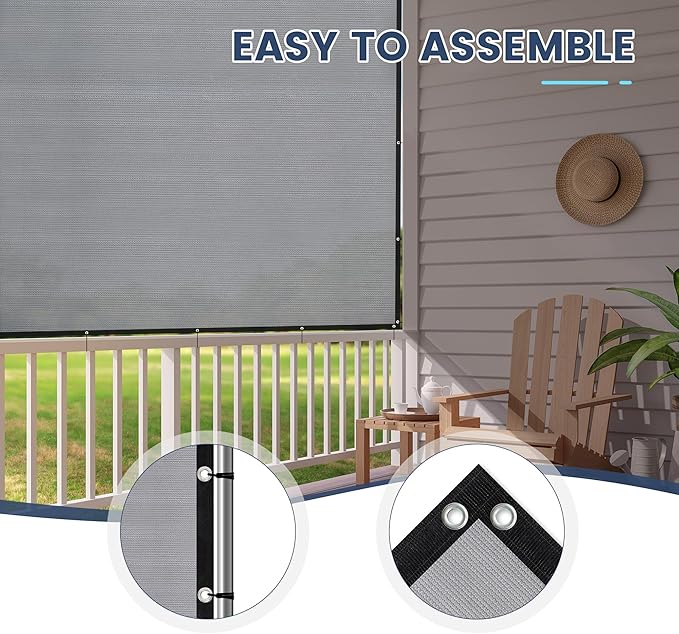 90% Sun Shade Cloth with Grommets, Customizing Outdoor Pergola Shade Cover Canopy, Heavy-Duty Mesh Tarp Patio Sun Screen for Lawn Garden Backyard, 3X7 FT, Light Grey