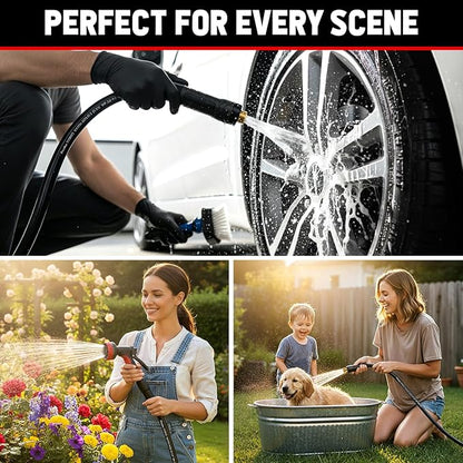 Short Garden Hose 15ft x 5/8", NON-EXPANDABLE Heavy Duty Premium Flexible Water Hose, No Kink, Leakproof, Lightweight Hybrid Hose with Male to Female Fittings for Household、Backyard