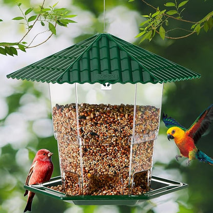 Jealoeur 2 Pack Bird Feeders for Outdoors Hanging Bird Feeder Wild Birds Seed, Green BB