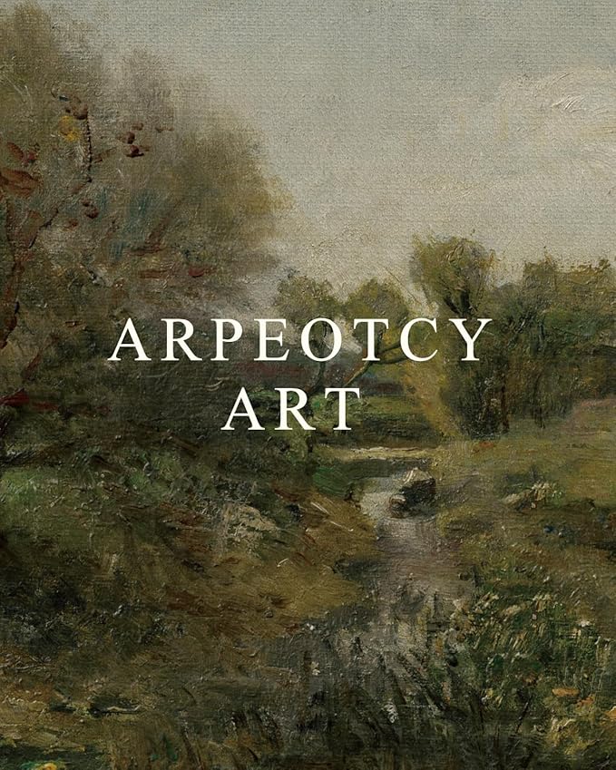 ARPEOTCY Extra Large Vintage Framed Wall Art, 36x54 Inch Creek Forest Landscape Hanging Framed Canvas Prints Scroll Wall Art Decor for Living Room Bedroom, Retro Scenery Pictures Above of Bed