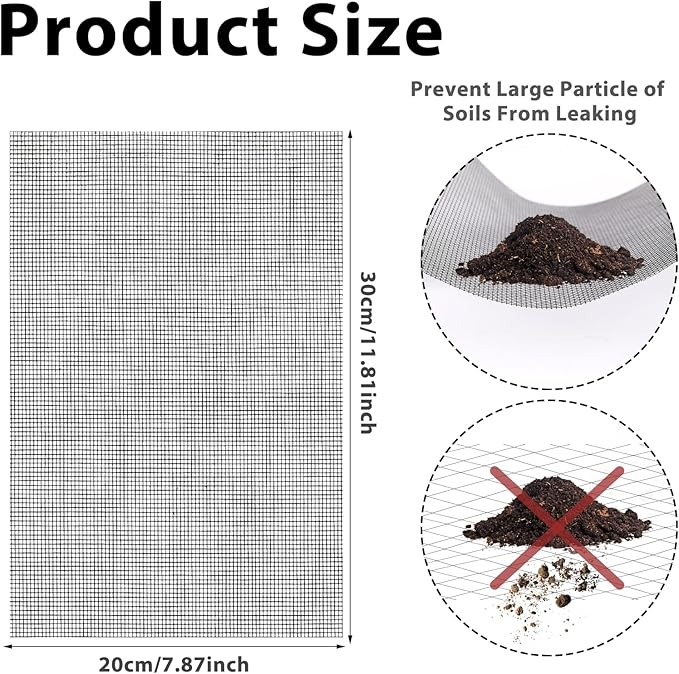 Mozeat Lens 5pcs Black Rectangular 11.8*7.8 inches Mesh Flower Pot Hole Mesh Pad for Indoor & Outdoor Plants