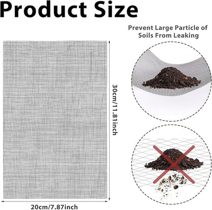 Mozeat Lens 5pcs Black Rectangular 11.8*7.8 inches Mesh Flower Pot Hole Mesh Pad for Indoor & Outdoor Plants