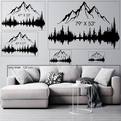 Wita Home Mountain and Forest Metal Wall Art, Wall Mounted Home Decor, Pine Trees and Mountain Wall Art for Living Room, Bedroom or Office, Large Outdoor Wall Decor, Nature Christmas Decor (White, 80x53 inches)