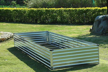 Meberam 2 Pack 12x2x1FT Galvanized Raised Garden Beds Kit Outdoor Metal Gardening Planter Box for Vegetable Elevated Flower Herbs,Silver
