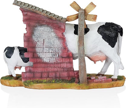 Alpine Corporation 11" Tall Outdoor Cow and Calf Statue, Stylish Weatherproof Garden Decor, Multicolor