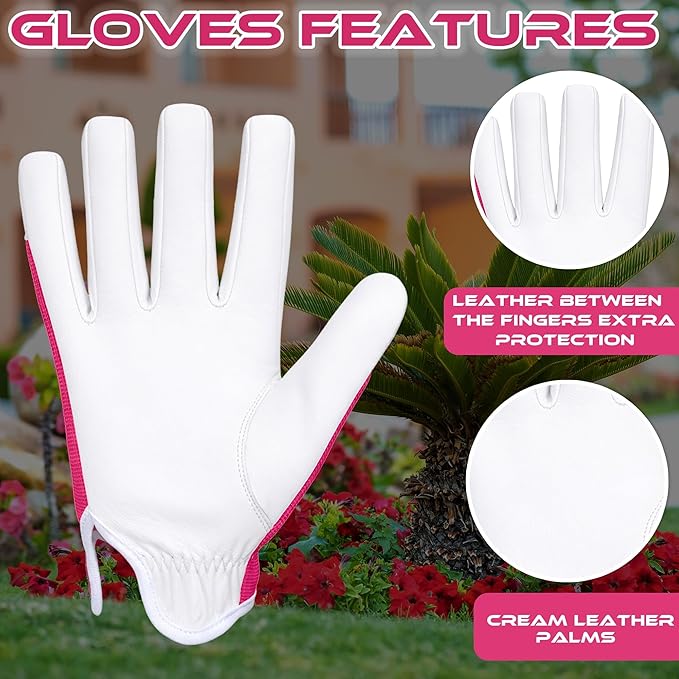 Work Gloves Gardening Breathable Rigger Palm Gardening Gloves Ladies Mens Gripper Utility Leather Thorn Proof