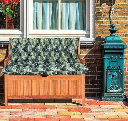Swing Replacement Cushions with Backrest, 2 or 3 Seater Waterproof Non-Slip Overstuffed Swing Pad, Indoor/Outdoor Bench Cushion for Porch Chair Swings Garden Furniture (Palm Leaves, 40 * 71 in)