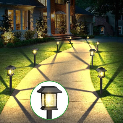 Benany Solar Outdoor Lights, 12 Pack Solar Pathway Lights Waterproof, Landscape Lighting for Path Walkway Lawn Garden Yard Outside Décor, Black