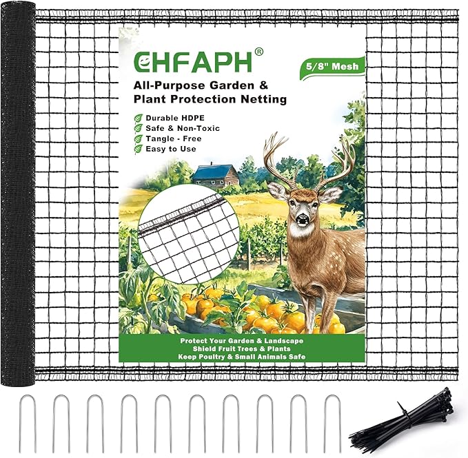 Deer Netting for Garden 7ftx25ft, Plastic Mesh Deer Fence with Pre-Strung Reinforced Edge, Durable Temporary Fencing for Yard, Ideal for Animal Barrier, Snow Fence & Tree/Crop Protection