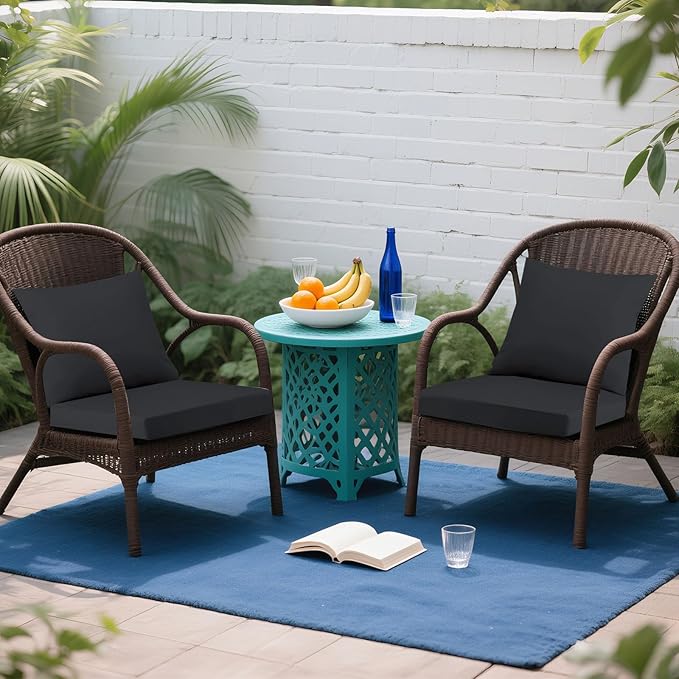 Outdoor Seat Cushion Set 24 x 24 In, Water-Resistant & Fade-Resistan, Patio Furniture Cushions with Removable Cover Deep Seat & Back Cushion with Handle and Adjustable Straps for Chair Sofa,1PC