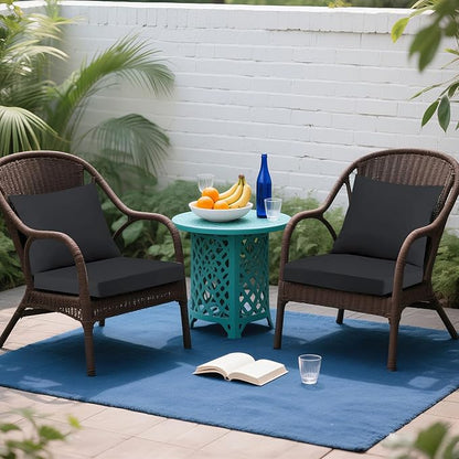Outdoor Seat Cushion Set 24 x 24 In, Water-Resistant & Fade-Resistan, Patio Furniture Cushions with Removable Cover Deep Seat & Back Cushion with Handle and Adjustable Straps for Chair Sofa,1PC