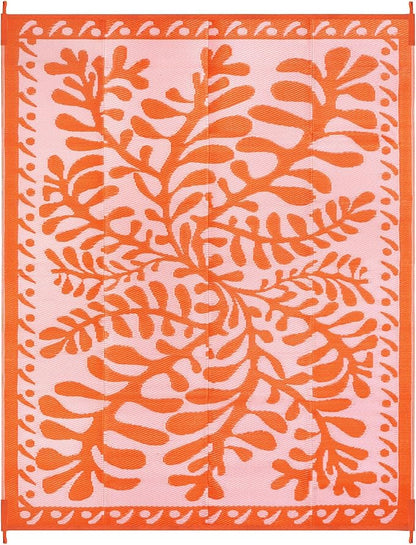 Anidaroel 8x10 Outdoor Rug for Patios Clearance, Waterproof Camping Rug for Outside RV, Reversible Plastic Straw Outside Rugs, Large Outdoor Area Rug for Garden, Camper, Pool Deck(Orange,8’x10’)
