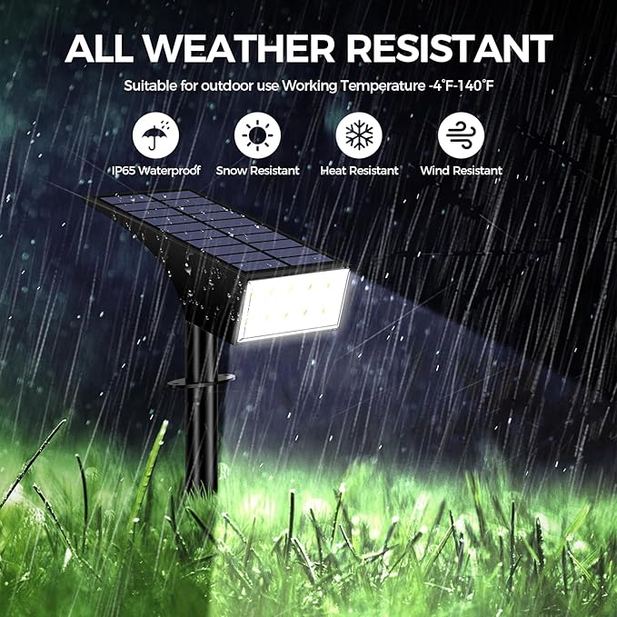 Solar Spot Lights Outdoor Waterproof,[12 Pack/4 Modes] Landscape Lighting Spotlights, Auto On/Off LED Solar Powered Yard Garden Flood Solar Light for Outside Pathway Wall Tree Pool,Cool White