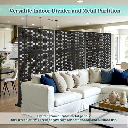 Metal Privacy Screen Outdoor Privacy Screen, Freestanding Fence Panel for Outside, 72''H×47''W, Decorative Screen Panel for Backyard/Patio/Deck