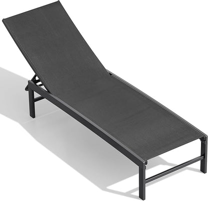 Crestlive Products Chaise Lounge Chair Outdoor, Adjustable 5 Positions Pool Tanning Recliner, Outdoor Lounge Furniture Perfect for Patio, Beach, Yard, Pool