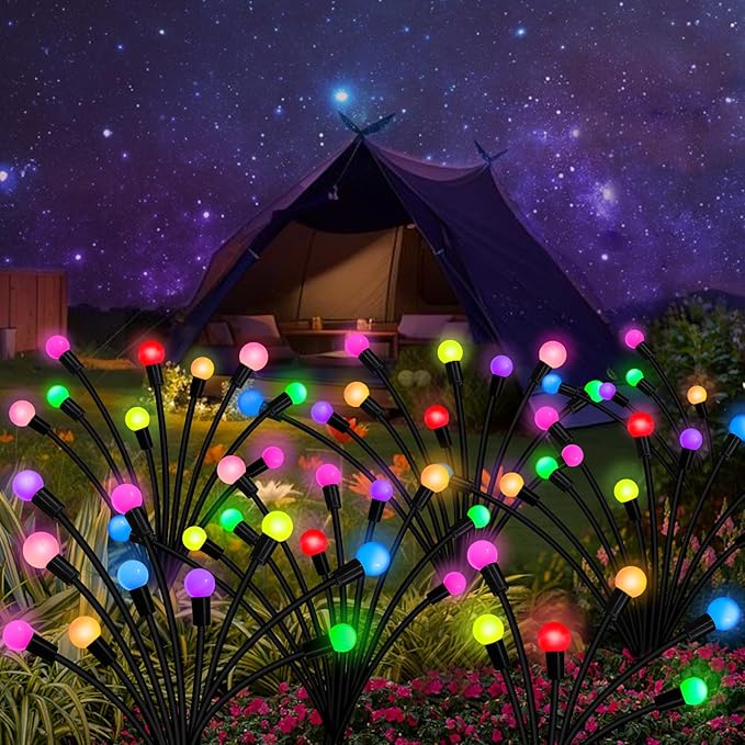 Kohlrabi Solar Garden Lights Outdoor, 4 Pack 32 LED Solar Firefly Lights Waterproof, Sway by Wind, Swaying Light for Yard Patio Backyard Garden Planter Flower Bed Pathway Outdoor Decoration