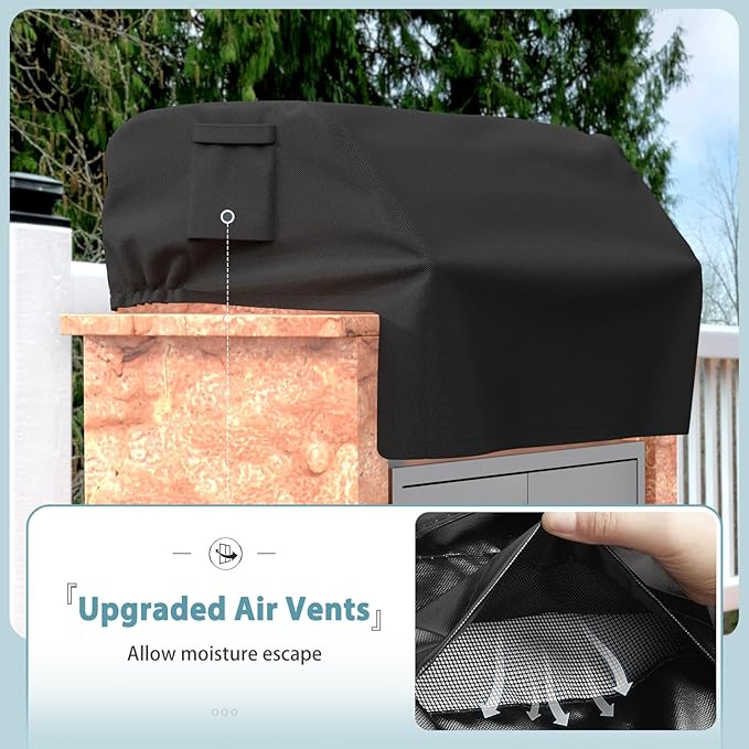 SHINESTAR 33 Inch Built-in Grill Cover for DCS, 600D Heavy Duty Waterproof Island Grill Top Cover with Vents & Click-Close Straps, Windproof BBQ Cover for Jenn-Air, Bull, Napoleon, Coyote and Weber