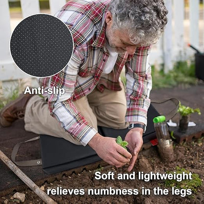 Extra Thick Soft Kneeling Pad for Men and Women, Waterproof Gardening Pads with Memory Foam, Yoga or Exercise Cleaning Knee Cushion, Collapsible Kneeling Mat Non-Slip Bottom, Garden Gifts Black
