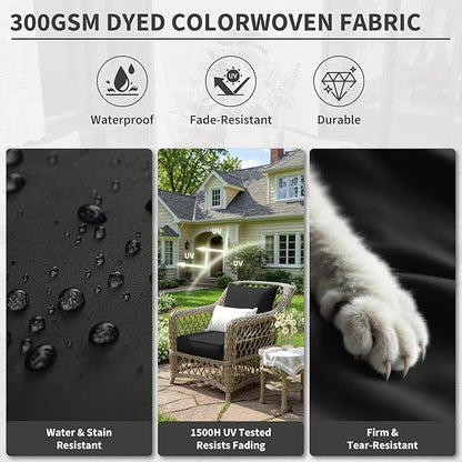 Premium Outdoor Seat Cushion Chair Cushions for Patio Furniture 22 L X 22 W X 4 H Waterproof & Fade Resistant Deep Seat and Backrest Cushion Set with Removable Covers for Chair, Sofa