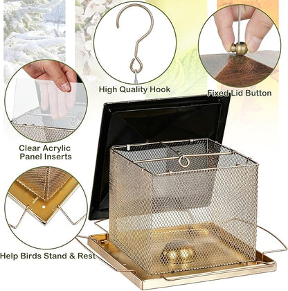 Bird Feeder, Heavy Duty Metal Bird Feeders for Outdoor Hanging, 9LB Extra Large Capacity Wild Birdfeeder for Garden Yard Outside Backyard
