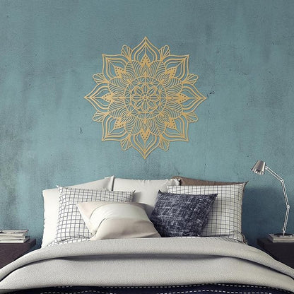 ESTART Large Metal Mandala Wall Art, Unique Lotus Flower Wall Decor for Living Room Bedroom Office and Home Indoor and Outdoor Decoration (Gold)