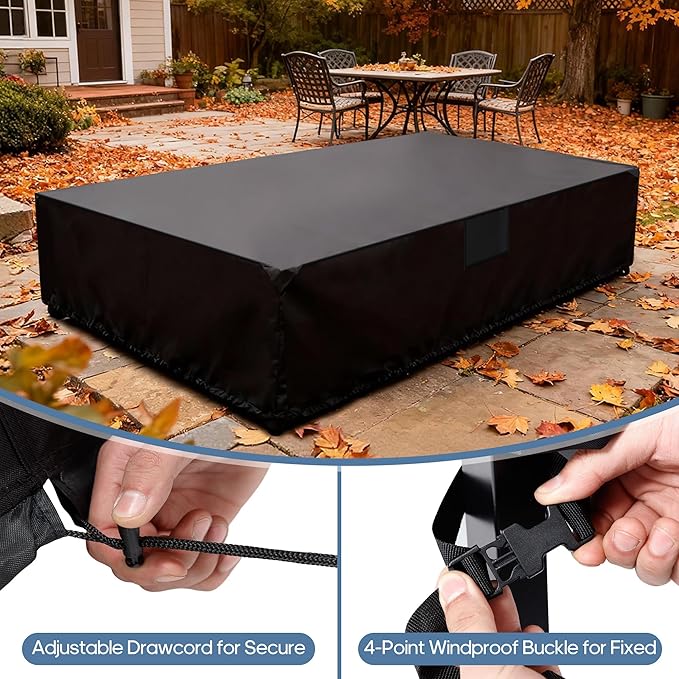 DUMOS Patio Furniture Cover Rectangular Heavy Duty 600D Waterproof UV Resistant Outdoor Sofa Couch Sectional Cover for Deck Table Chairs Backyard Dining Sets, 126"L x 63"W x 28"H, Black