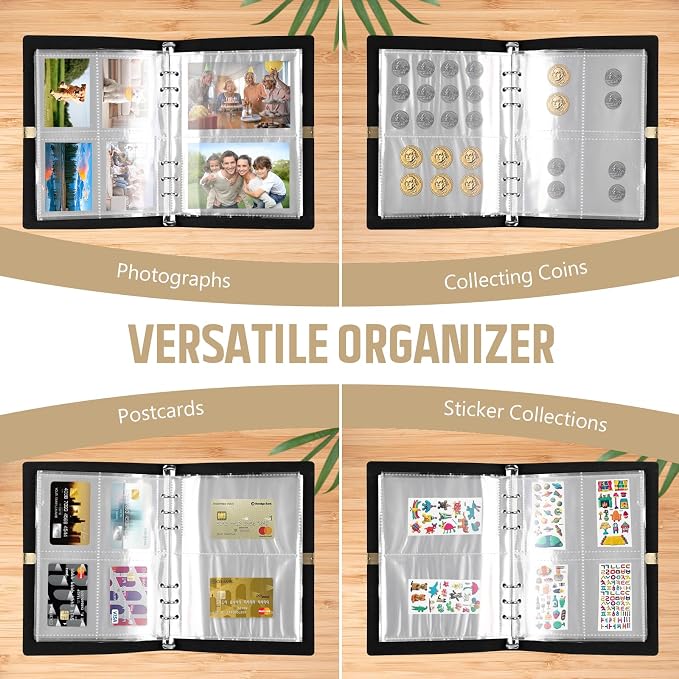 Seed Storage Organizer, Seed Packet Organizer Binder with 80Pcs Garden Seeds Storage Envelopes and 40 Clear Pocket Sheet Protectors for Protecting Vegetable Seeds (Black, 9.1 x 6.5inch)