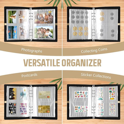 Seed Storage Organizer, Seed Packet Organizer Binder with 80Pcs Garden Seeds Storage Envelopes and 40 Clear Pocket Sheet Protectors for Protecting Vegetable Seeds (Black, 9.1 x 6.5inch)