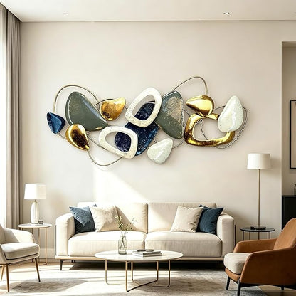 Roivikis Large Metal Wall Art Decor, 3D Abstract Stone-inspired Handcrafted Modern Wall Sculptures for Living Room, Bedroom, Entryway 59" x 24"