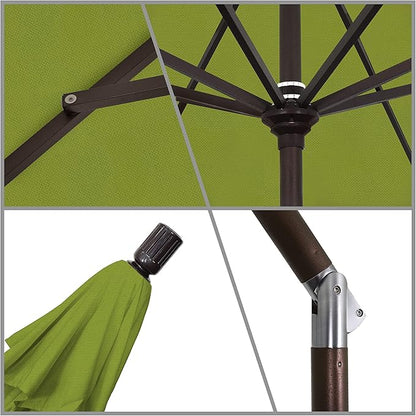 California Umbrella 11Ft Premium Patio Umbrella, Hand-Crank, Tilt-Collar, Bronze Frame, Solution Dyed Kiwi Fabric